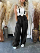 Rostica - Lässiger Jumpsuit mit weitem Bein für einen stilvollen Sommer – Schwarz