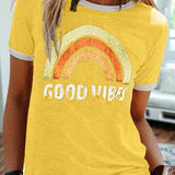 Lucia - Bedrucktes Retro-T-Shirt – Gelb