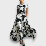 Alessira – Damenkleid mit abstraktem Print – Weiß