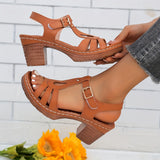 Bridget | Blockabsatz Atmungsaktiv Sandalen – Hellbraun