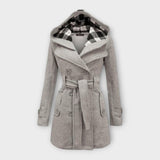 Elyana – Warmer Wintermantel mit Kapuze – Grau