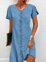 Noa - Kurzes Hemdblusenkleid aus Denim mit Stil und Komfort – Blau