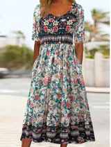 Helga - Besonderes Midikleid mit Rundhalsausschnitt – Stil-2