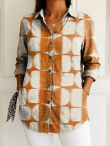 Asta | Erdige Geometrische Bluse – Orange
