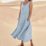 Tina™ - Sommer Leinenkleid – Hellblau
