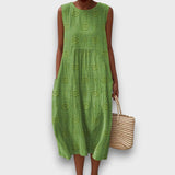 Serava – besticktes Midikleid – Grün