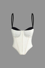 Natalia | Zweifarbiges Corsagen-Bodysuit mit Bügel-Cups und formenden Nähten – Beige