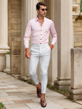 Finn | SlimFit-Stretchhemd in Uni-Farbe – Aprikose