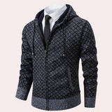 Kekoa – stylische strickjacke mit kapuze für herren – Dunkelgrau