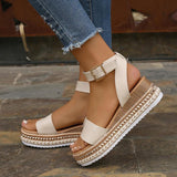 Bianca - Weiße Plateau-Sandalen mit raffinierten Details – Aprikose