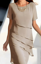Raleigh - Elegantes Abendkleid aus Chiffon für Damen – Kamel