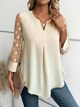 Yolanda - Elegances Langarm-Top mit raffiniertem – Aprikose