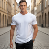 Fabian | Herren Rundhals T-Shirt Slim Fit Kurzarm – Weiß