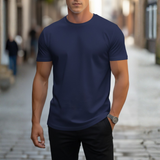 Fabian | Herren Rundhals T-Shirt Slim Fit Kurzarm – Marineblau