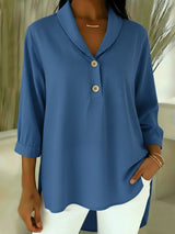 Claire - Bluse mit weicher Haptik und V-Ausschnitt – Blau