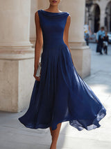Vireen - plissiertes Midikleid – Marineblau