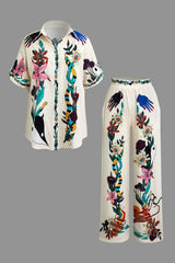 Anneliese | Künstlerisches Zweiteiler-Set mit Kunst-Print & Statement-Design – Beige