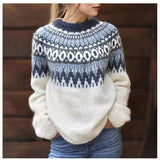 Norweger Pullover für Damen | Rundhals – Weiß