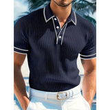 Falk | Herren Poloshirt Mit Struktur Freizeit – Dunkelblau
