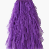 Damenrock Elegante Mehrlagige Volant Romantisches Festkleid – Violett