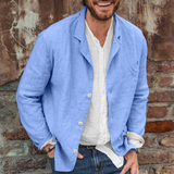 Dino - Casual Cotton & Linen Loose Jacket – Blau