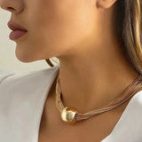 Verstellbare Edelstahl Halskette mit Glänzender Kugel – Elegant – Gold