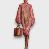 Marbelle – Lockeres Midi-Kleid mit Statement-Ärmeln – Rosa