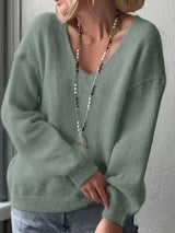 Yalitan – Langarmpullover mit V-Ausschnitt – Grün