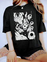 Kris | Gruseliges Halloween Cartoon Print T-Shirt – Schwarz
