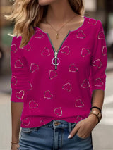 Romisha - T-Hemd Mit Herzprint Und Reißverschluss – Rosa