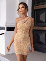 Lumivana™ – Glitzerndes Pailletten Party Kleid – Khaki