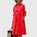 Oshadi - Elegantes Mini Kleid Mit Tasche – Rot