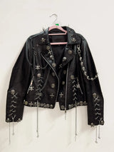 Unisexjacke | Biker-Ausführung mit Metall­elementen – Schwarz