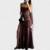 Goldie - Chiffon Maxi Dress – Braun