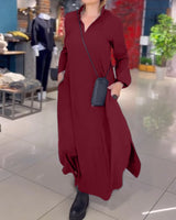 Kesslyn - Soft-Touch Shiftkleid in Maxi-Länge – Burgunder