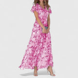 Eliane | Elegantes Blumen-Maxikleid – Rosa