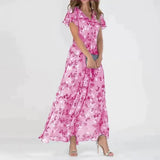 Florence – Langes Sommerkleid mit Blumenmuster – Rosa