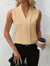 Nivellea – Elegante ärmellose Bluse – Beige
