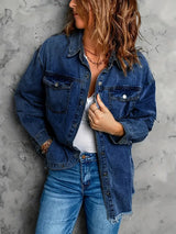 Malika - Langärmelige Denim Jacke – Blau