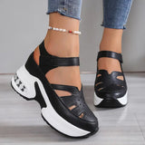 Taniae - gepolsterte orthopädische Keilsandalen – Schwarz