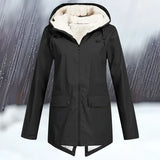 Schlichte wind- und wasserdichte jacke mit kapuze und verdickung – Schwarz