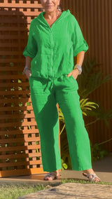 Florina - Set aus Hoodie mit Reißverschluss und Hose – Grün