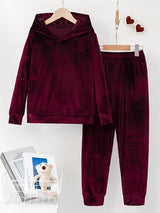 Tiferet - Elegantes Set Aus Kapuzen Pullover Und Hose – Burgund