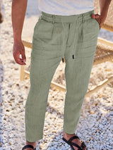 Nichols – Locker Sitzende Hose Aus Leinen Mit Kordelzug – Grün