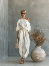 Odelise - Premium-Leinen-Zweiteiler – Off-White