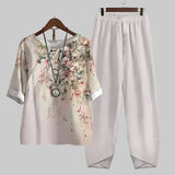 Felicitas | Damen Schmetterling Print Freizeitset – Weiß