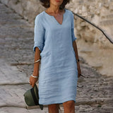 Lirien – Stilvolles Leinenkleid – Blau