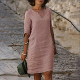 Lirien – Stilvolles Leinenkleid – Rosa