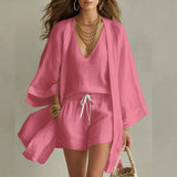 Felizitas | Damen V-Ausschnitt 3-teiliges Set – Rosa