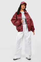 Vera - trendige rote damenjacke im oversize-fit – Rot